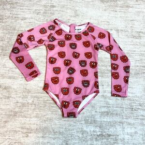 Hugo Loves Tiki Girls 6T Pink Print Long Sleeve One Piece Swimsuit Summer Pool